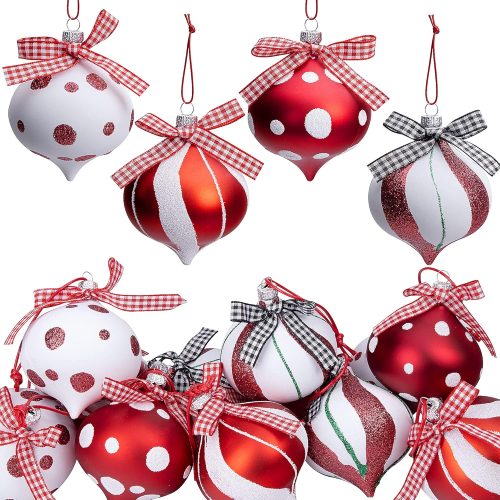 1 12 Pcs Christmas Peppermint Candy Ornaments- 2.3 Inch Candy Balls Hanging Ornaments- Christmas Candy Cane Balls Decoration for Christmas Tree Party Home Decor