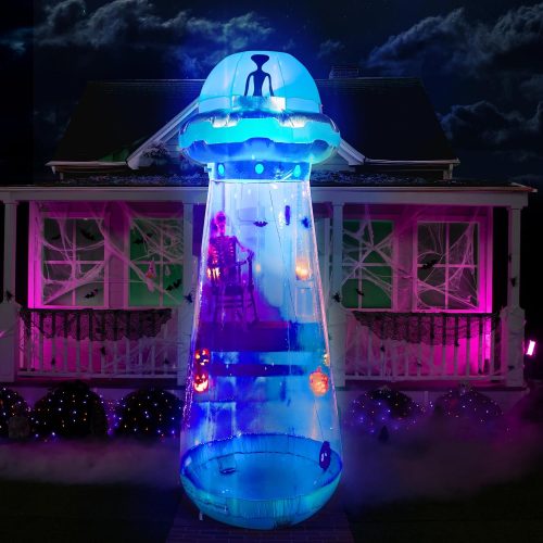 1 Joiedomi 12 FT Tall Halloween UFO Alien Inflatable Outdoor Decoration, Halloween Blow Ups UFO for Yard Decor with LEDs for Lawn Garden Outside Decoration