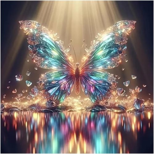 1 FHBUBPUP Diamond Painting Kits for Adults, Glow Butterfly Diamond Art Kits for Beginners, 5D DIY Full Drill Round Gem Art, Paint with Diamond Beads Craft Christmas Home Wall Decor 12x12 inch
