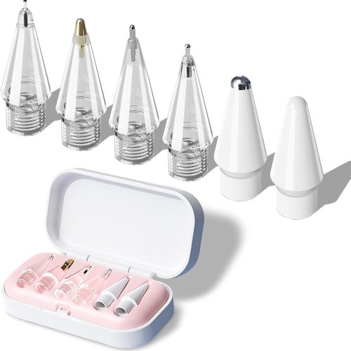 Replacement Tips for Apple Pencil Pro (1st/2nd Gen & USB-C), Upgraded iPad Pen Tips with Carrying Case, Precise Stylus Accessories - 6 Pack, Pink