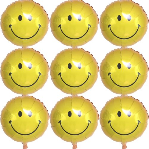 1 10 Pack 18 Inch Smiley Face Mylar Aluminum Foil Balloons Use for Happy Birthday Decorations (YELLOW)
