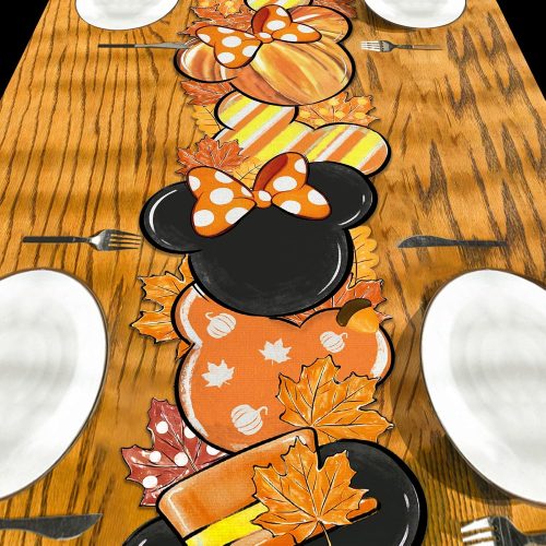 1 Fall Table Runner Autumn Table Cover Thanksgiving Cartoon Mouse Maple Decor Fall Decorations for Home Party-Cartoon Mouse Shape