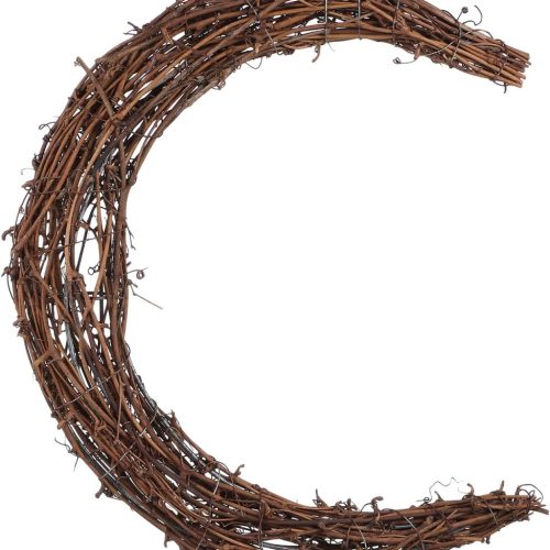 1 Amosfun Easter Day Decoration Grapevine Wreath - Moon Shaped Rattan Wreath Frame for DIY Crafts Easter Day Home Decor 11.8 Inch