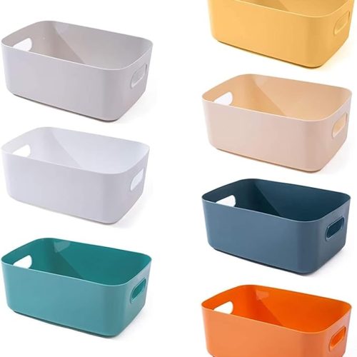 7 PCS 4.2 L Plastic Storage B-ins and Baskets for Efficient Home Classroom Organization Small Containers in Multicolour for Kitchen, Cupboard box, and Bathroom Organizer on Shelves and Tubs