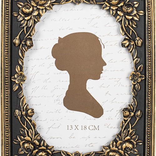 AELS 5x7 Inch Vintage Black Picture Frame, Elegant Antique Photo Frames with Glass Front, Photo Display, Tabletop Wall Hanging, Gift Ideas, Gold and Black