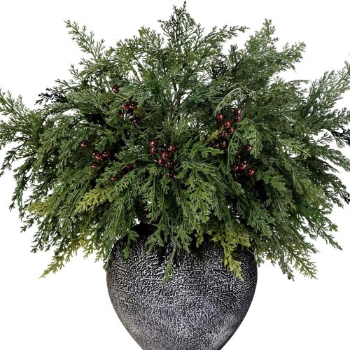 5Pcs 21.7'' Christmas Greenery Stems with Red Berries Artificial Cedar Branches for Indoor Outdoor Home Decoration, Realistic Pine Tree Picks Berry Sprays for Xmas Vases Wreaths Table Decor (5, Green)