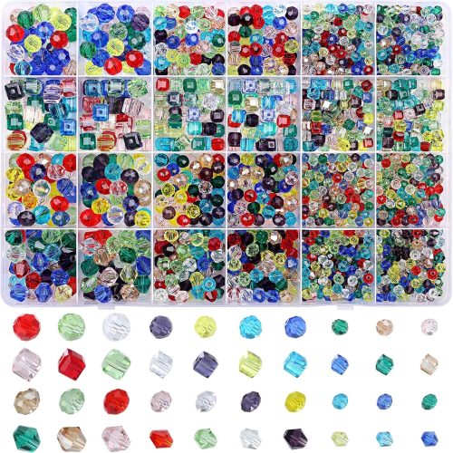 cridoz 1710 Pieces Crystal Glass Beads for Jewelry Making and Crafts, Colorful Beads for Bracelets, DIY Crafts and Home Ornaments