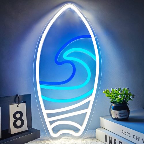 Surfboard Neon Sign Dimmable LED Signs Surfer Light Up Signs for Wall Neon Lights Signs for Bedroom Kids Boys Room Man Cave Beach Neon Wall Lights Decor