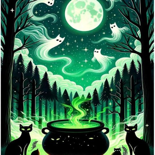 Halloween Moon Diamond Painting Kits for Adults - Ghost Forest Diamond Art Kits for Adults Beginner, DIY Full Drill Spooky Diamond Art Painting,5D Gem Art and Cat Crafts for wall Decor 12x16inch