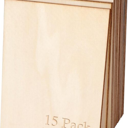 Blisstime 15PCS 4x6 Inch Wood Squares Unfinished Square Wood Pieces for Crafts,Painting, Writing, DIY Supplies, Engraving and Carving, Home Decorations (4x6 Inch 15Pcs)