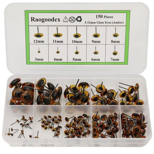 150Pcs Needle Felting Eyes Mini Glass Amber Eyes Kits for Toy Teddy Puppets Dolls Wool Felting Crafts