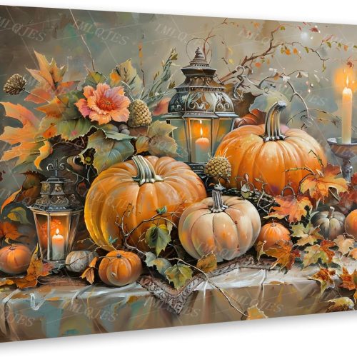 IMLQJES Pumpkin Diamond Art Kit for Adults - DIY Full Drill Fall Harvest 5D Autumn Farm Craft - Home Wall Decor 12x16 Inch