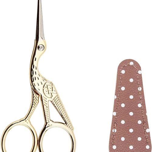 BIHRTC 4.5Inch Embroidery Scissors Sharp Tip Stainless Steel Little Scissors for Knitting Cross Stitch Cutting Embroidery Sewing Handcraft Craft Art Work DIY Tool Gold