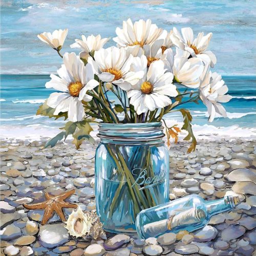 GemZono Diamond Art Kits for Adults,Diamond Painting,Diamond Art 5D Flower Ocean Theme Blue Diamond Art Kits for Adults Beginner Gem Art Full Drill for Home Wall Decor Gifts (12x12inch)
