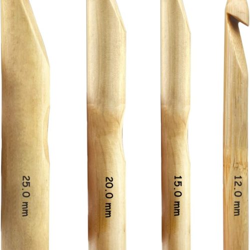 Mdoker Huge Crochet Hook Set Size 12mm(O)/15mm(P/Q)/20mm(S)/25mm(U) Large Wooden Crochet Hooks Needles for Giant Chunky Yarn Carpet Scarf Bulky Wool Roving Weaving