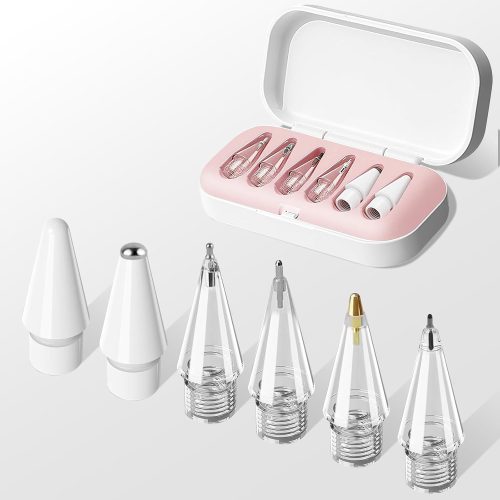 Replacement Tips for Apple Pencil Pro/ 2nd Gen/ 1st Gen/USB C, 6 Pack Upgraded iPad Pen Tips with Storage Case, Fine Point Precise Control Pencil Tip, iPad Pro Pencil Tip Set, iPad Pen Nibs Set(Pink)