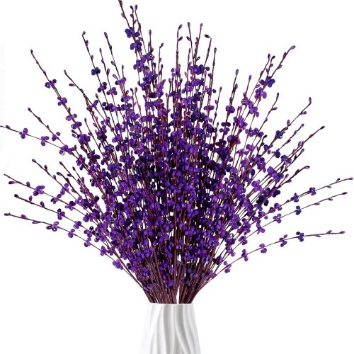 Sggvecsy 10 Pcs 29.5’’ Long Artificial Jasmine Flowers Tall Fake Flower Bouquet Faux Jasmine Plants Dry Branches for Wedding Home Party Office Hotel Restaurant Kitchen Decoration（Dark Purple）