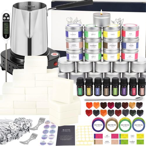 SAEUYVB Candle Making Kit,Candle Kit with Wax Melter, Complete Candle Making Kit for Adults Beginners, Candle Making Supplies, DIY Arts & Crafts Kits Perfect as Home Decorations