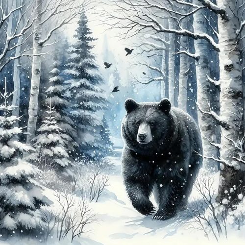 MOMDEDP Diamond Painting Kits for Adults -Forest Bear DIY 5D Diamond Art Kits Full Drill Winter Diamond Dots Paintings with Diamonds Gem Art and Crafts for Beginners Home Decor 12x12inch Animal