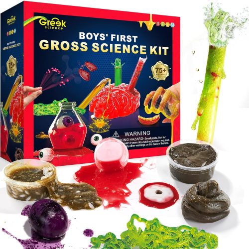 1 Boys First Gross Science Kit for Kids Age 6-8 8-12, Science Slime Kit for Boy, Christmas Birthday Gift Ideas for Boy 8-10, Chemistry Set with Brain Dissection, Poop Experiment, STEM Toys