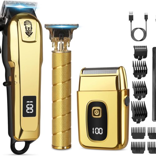 Hair Clippers for Men, Beard Trimmer and Electric Shaver Set, Professional Rechargeable Cordless Barber Hair Cutting Tools Grooming Kit