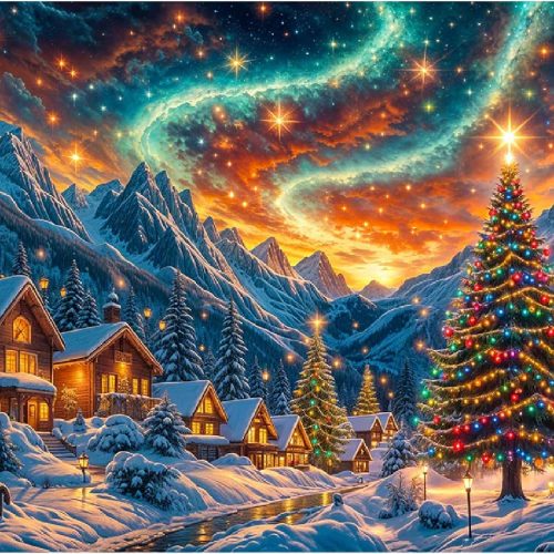 Christmas Starry Sky Diamond Painting Kits for Adults, DIY Christmas Diamond Art Kits for Adults Beginners, 5D Full Drill Fun Diamond Dots Kits Winter Painting Craft for Home Decor 12 x 16 Inch