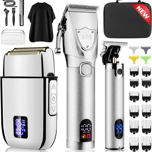 1 Professional Hair Clippers Set for Men, Electric Foil Shavers for Men, Barber Kit Clipper and Trimmer Set with Travel Case