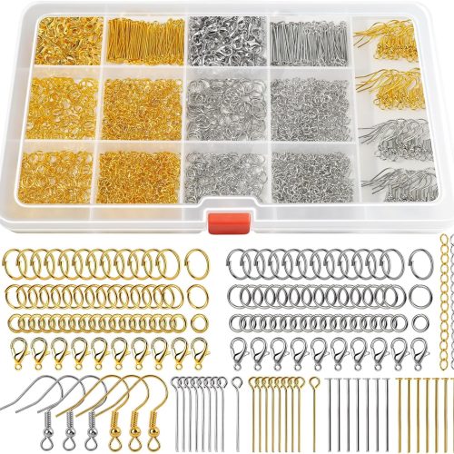 LEOBRO 1200PCS Jewelry Making Supplies, Jump Rings for Jewelry Making, with Earring Hooks Earring Findings, Lobster Claw Clasps and Necklace Extenders