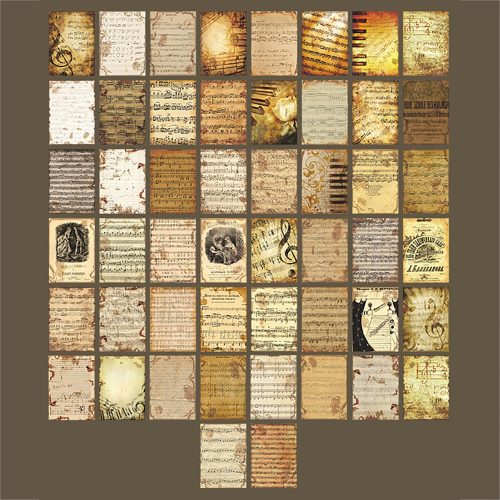 Doraking Vintage Music Washi Paper Stickers Scrapbook Supplies Pack (50 Pieces) for Junk Journal Bullet Journals Planners Craft Kits Aesthetic Cottagecore Collage Album