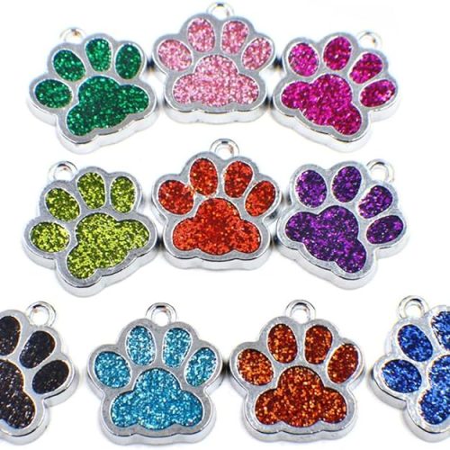 1 HAN SHENG 40 Pcs Dog Cat Paw Shape Charms Pendants, Crystal Beads for DIY Jewelry Making, Animal Theme Jewelry Findings (Multicolor)