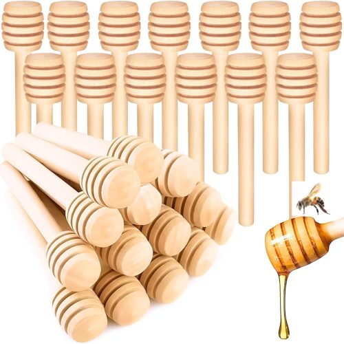 1 40 Pcs Honey Dipper Sticks - Wooden Honey Dipper- 3 Inch Mini Wooden Honeycomb Sticks, Honey Stirrer Stick For Honey Jar Dispense Drizzle Honey and Wedding Party Favors Gift