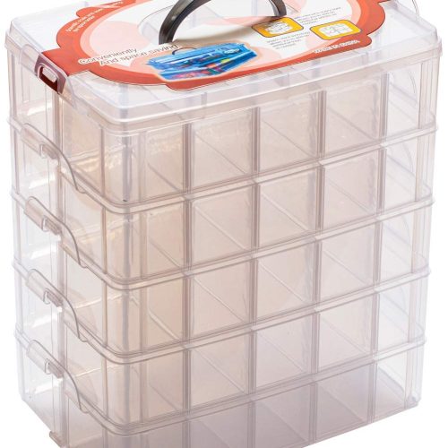 1 Sooyee 5 Layers Stackable Storage Container Clear 50 Adjustable Compartments,Compatible with Small Toys Arts and Crafts Piping Tips Hardware Storage Organizer