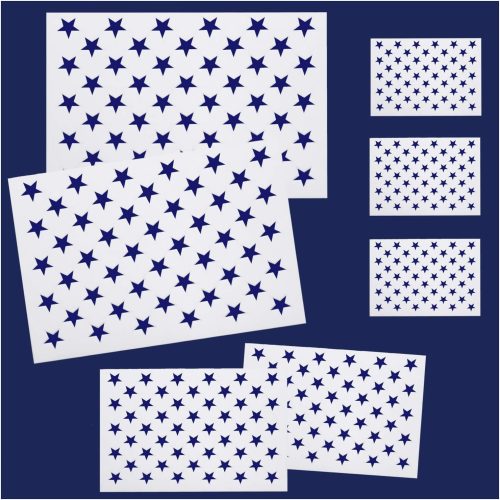 1 Whaline 7 Pieces American Flag 50 Stars Stencil Template for Painting on Wood, Fabric, Paper, Airbrush, Walls Art, 2 Large, 2 Medium and 3 Small for Flag Day, Independence Day