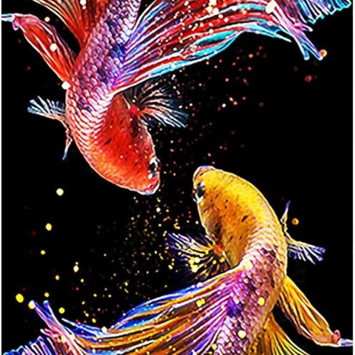 1 Huacan Diamond Painting Kits for Adults Fish Diamond Art Kit AB Diamond Painting Full Drill 5D DIY Round Rhinestone Art Craft Kits for Gift Home Wall Decor 19.6x9.8 Inch