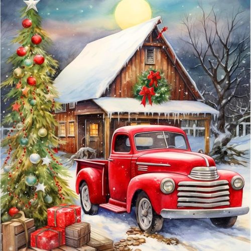 1 WEMEON Christmas Paint by Numbers Kit for Adults- Red Truck Adult Paint by Number Kits on Canvas Arts Crafts for Adults(16 x 20 Inch)