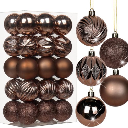 1 2.36" Champagne Christmas Ornaments for Christmas Tree 30 Pcs Small Shatterproof Balls Christmas Tree Decorations Xmas Ornaments Balls with Hanging Loop for Wedding Holiday Party Wreath Home Decor