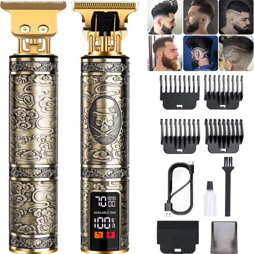 Professional Beard Trimmer for Men, Hair Clippers with 4 Limit Combs, Cordless Rechargeable with LCD Display, Approaching Zero Gapped Cutting Grooming Kit