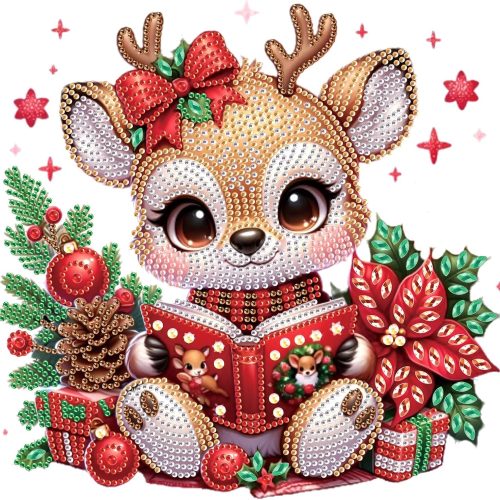 Christmas Diamond Art Painting Kit, 5D DIY Deer, Special Shape Crystal Diamond Partial Diamond Art Painting Mosaic Handicraft, Wall Art Painting For Bedroom, Office, Living Room Wall Decor Gift