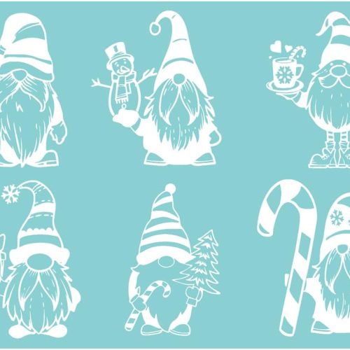 DLY LIFESTYLE Christmas Transfers - Silkscreen Stencil for Painting - Gnome Stencil - DIY Reusable Stencil Adhesive - Craft Stencils for Painting, Crafts, Art, Journals, Ornaments, SSI3SET, Teal