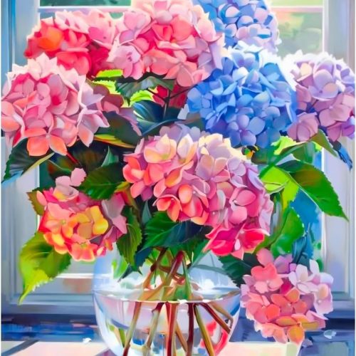 Reivworl Hydrangea Diamond Art Kits for Adults, Flowers Diamond Painting Kits, Gem Art Kit for Gifts and Home Interior Decor 12x16 Inch