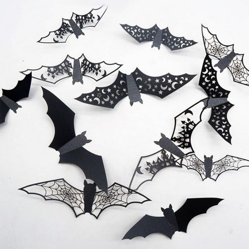 24Pcs Halloween Bats Wall Decorations 3D Horror Black Bats Wall Decor Bat Halloween Wall Stickers Self-Adhesive Scary Bat Stickers Halloween Party Decorations for Home Fireplace Outdoor Gothic Decor