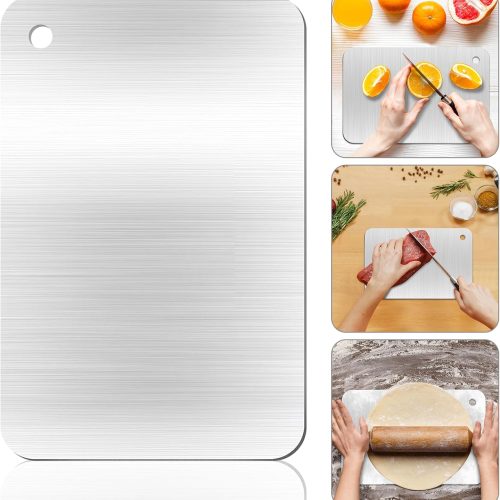 Stainless Steel Cutting Boards for Kitchen - Food Grade, Non-Stick Chopping Board for Meat, Fruit, Vegetables - Dishwasher Safe (12 x 8 in)