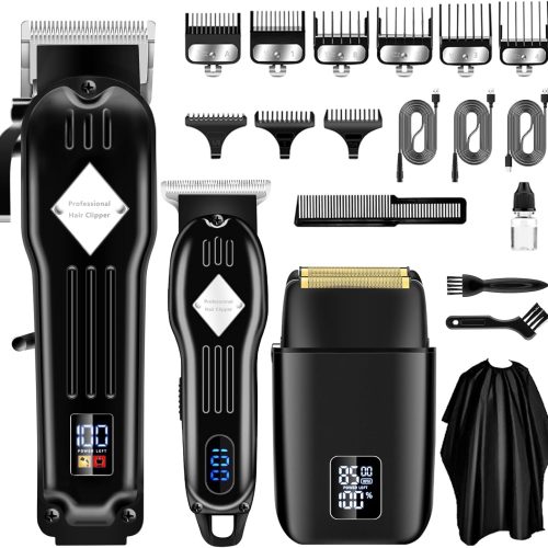 Hair Clippers for Men, Beard Trimmer & Hair Trimmer & Electric Foil Shavers Razor Kit, Hair Cut Machines Men's Beard Grooming Kit for Home, Barber(Black)