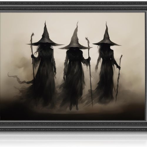 JarThenaAMCS Vintage Witch Canvas Wall Art Prints Halloween Rustic Art Poster Dark Academia Gothic Wall Decor for Gallery Living Room Bedroom (UNFRAMED 12 x 16in)