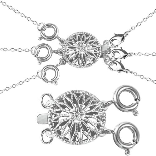 ASH'S CHOICE 2 Pcs Necklace Layering Clasps Set,14k Gold & Silver Tangle Free Safety Jewelry Necklace Separator Connector,Closures for Bracelet Jewelry Making
