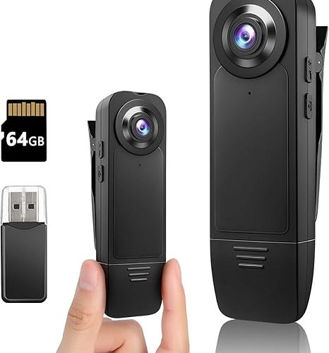 Mini Body Camera 1080P Police Body Camera with Memory Card,Body Worn Cam,Premium Portable,Wearable Patrol Video Recording Camcorder for Work Records,Guard (64GB)