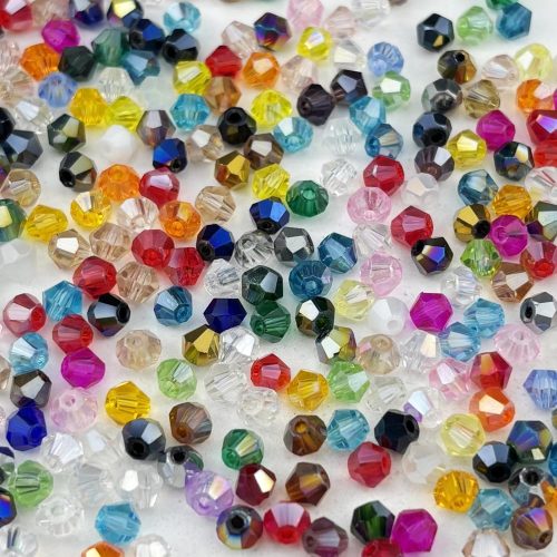 500pcs 4mm Bicone Crystal Glass Beads Mix Colors