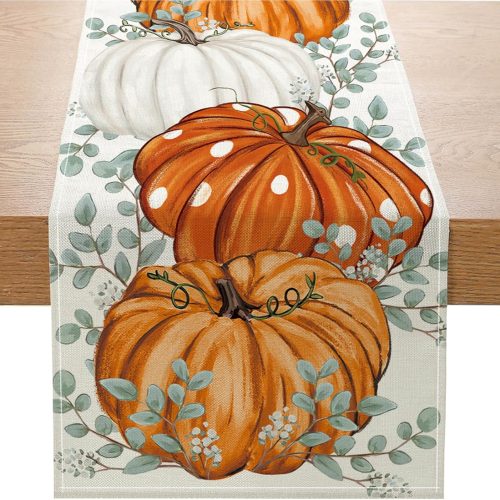 ONFAON Fall Decorations for Home,Fall Table Runner Pumpkin Bow Buffalo Plaid Table Runners Seasonal,Autumn Harvest Thanksgiving Holiday Dining Room Kitchen Table Party Decoration 13 x 72 Inch ZQZX01