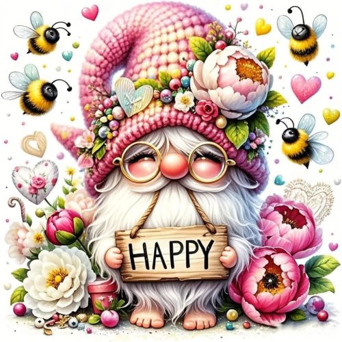 Gnome Diamond Paintings Kits for Adults, Flower Diamond Art Kits Full Drill Diamond Dots Paint with Diamonds Gem Arts and Crafts for Beginner Home Wall Decor