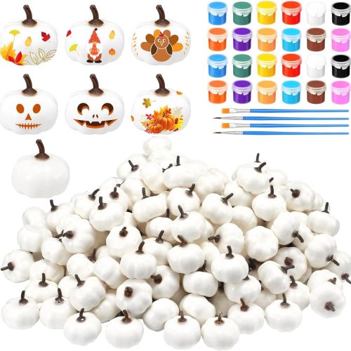 Thyle Thanksgiving Mini DIY Pumpkin Fall Decorations White Fake Foam Pumpkins for DIY Crafts Artificial Boo Faux Rustic Halloween Autumn Table Centerpiece Bowl Fillers(200 Pcs)